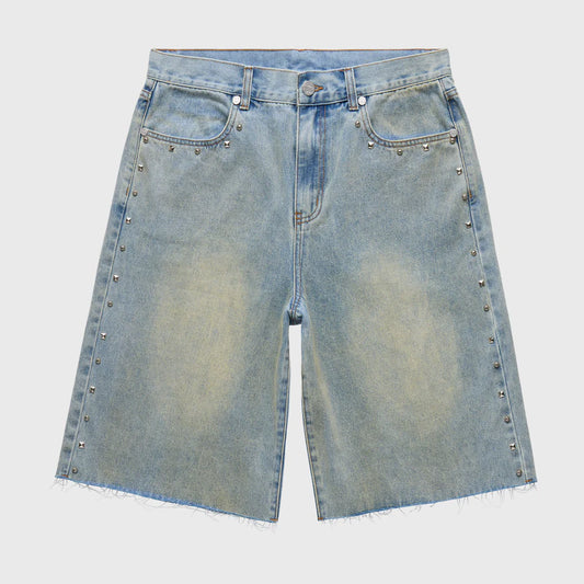 HOMME FEMME STUDDED DENIM SHORTS BLUE