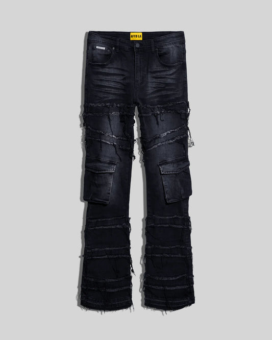 GFTD LA BENTI STACKED FLARE JEAN - BLACK