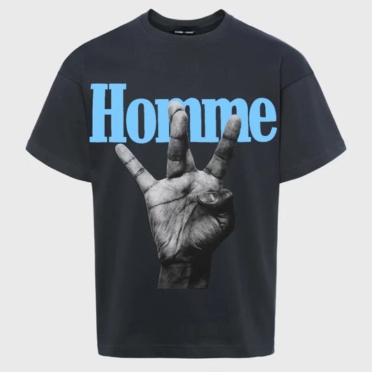 HOMME FEMME TWISTED FINGERS BLACK AND BLUE T SHIRT