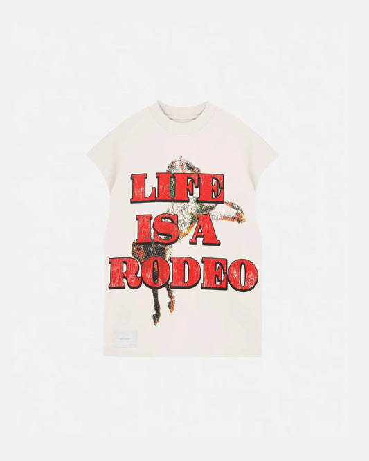 UNDERGOLD RODEO LIFE IS A RODEO SLEEVELESS T SHIRT WHITE