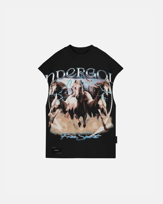 UNDERGOLD RODEO THUNDER HORSE SLEEVELESS T SHIRT BLACK