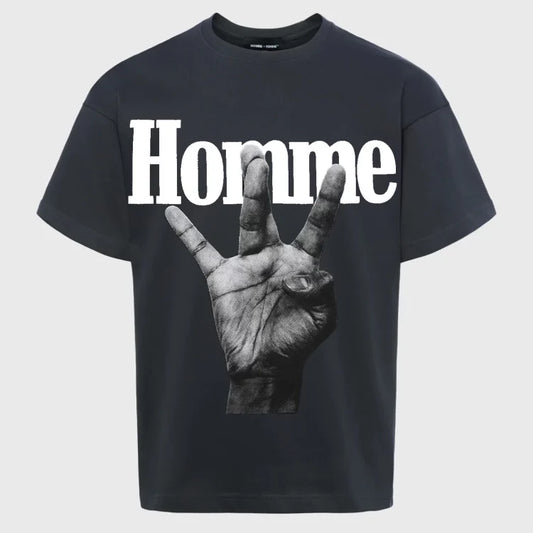 HOMME FEMME TWISTED FINGERS BLACK AND WHITE T SHIRT